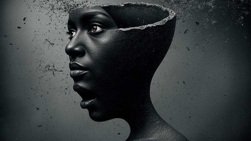 Surreal Asymmetrical Portrait in Dark, Cinematic Style