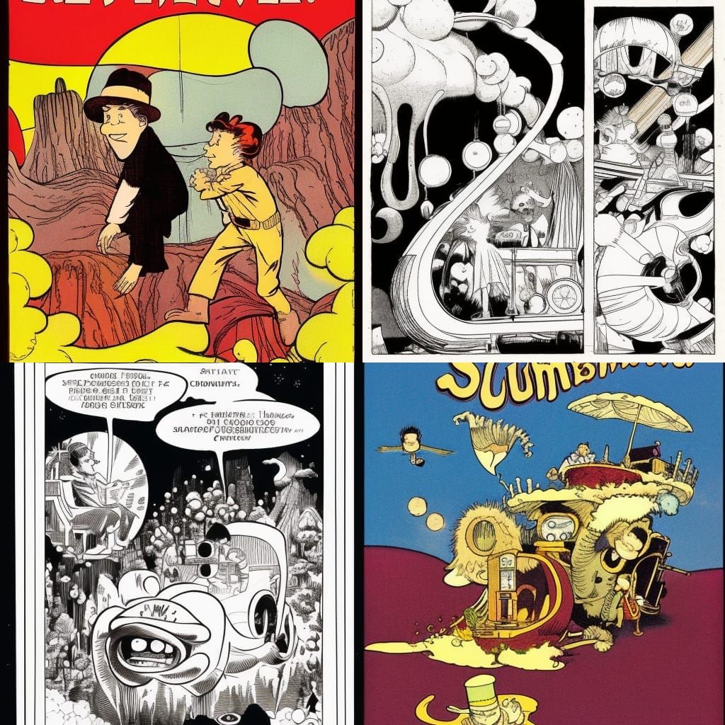 Surreal Comic Panel in Classic Cartoon Style