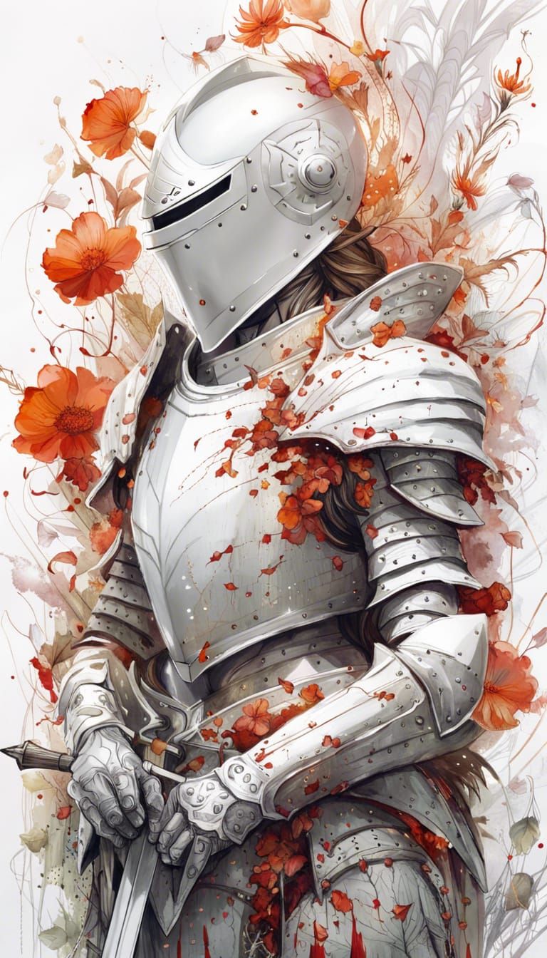 Flower Knight with Lava Outlines, Digital Art