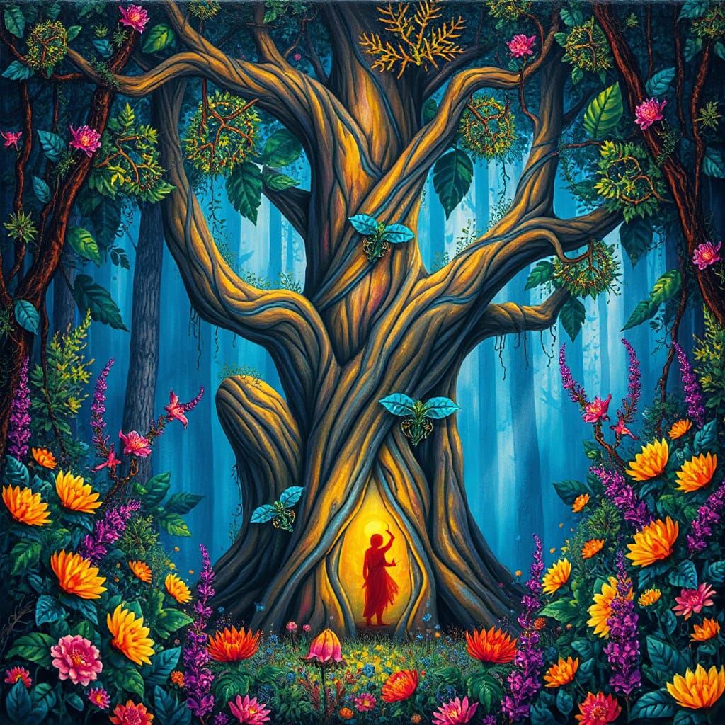 Mystical Forest Alive with Ethereal Energy