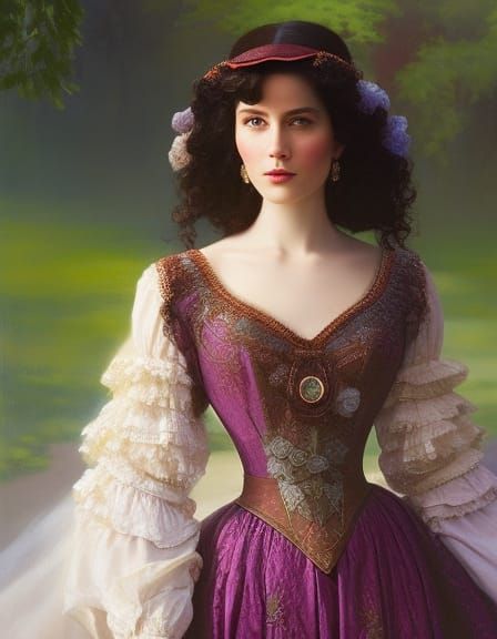 Victorian Beauty Portrait in Oil Painting Style