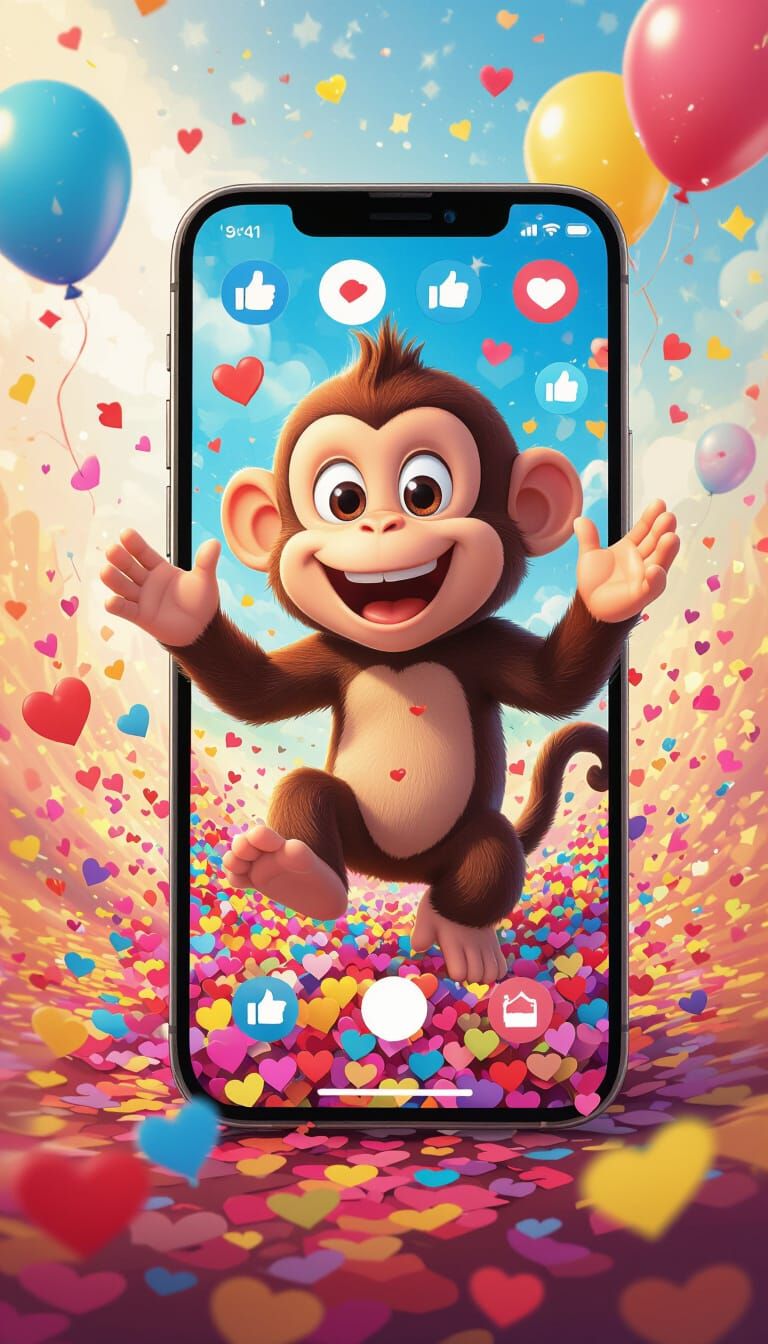 Monkey's Viral Cartoon Smartphone Live Stream
