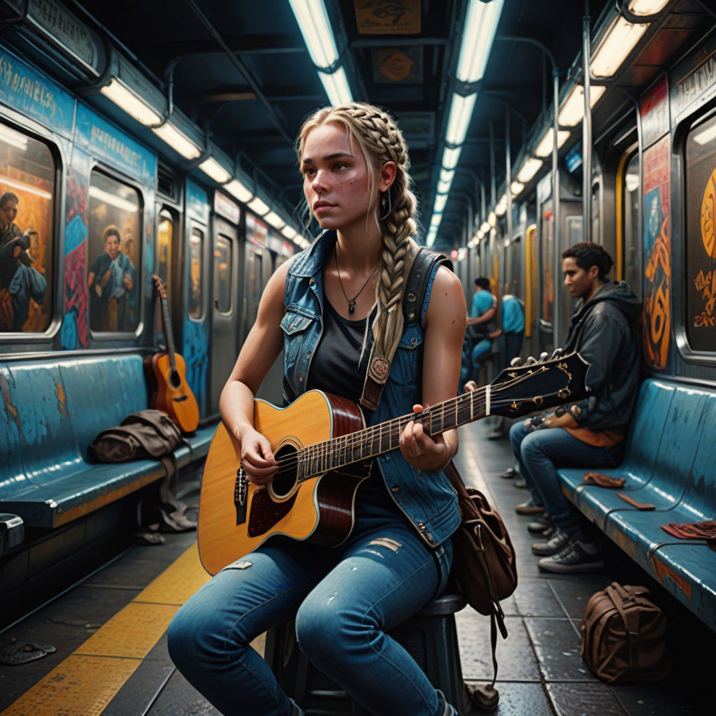 Fantasy Guitarist on a Subway Platform