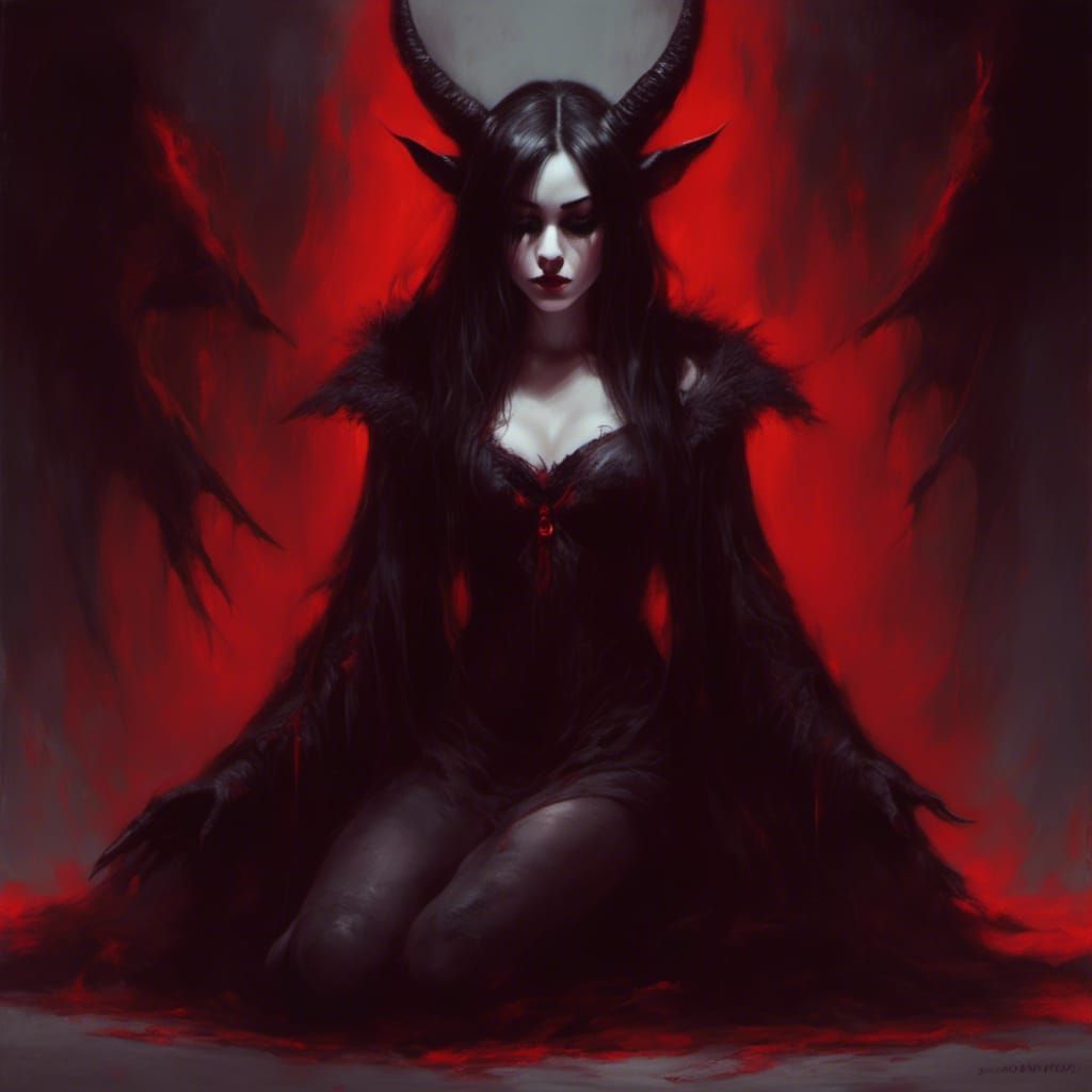 Devil Woman Portrait in Graphic Novel Style