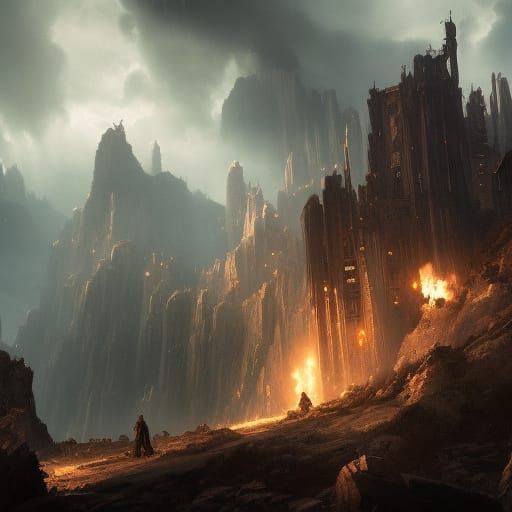 Pyrenees Mountain Town: Dark Fantasy Concept Art