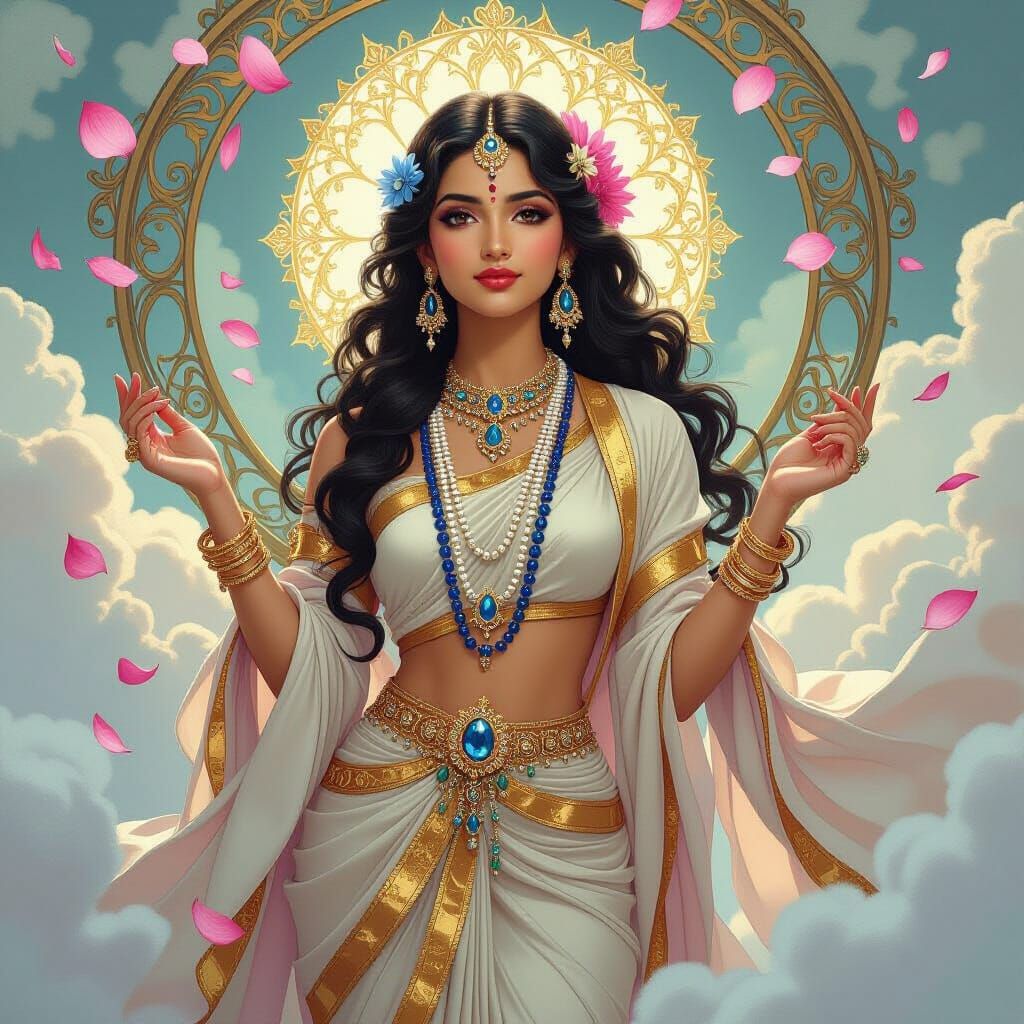 Sapphire Indian Goddess in Enchanting Clouds
