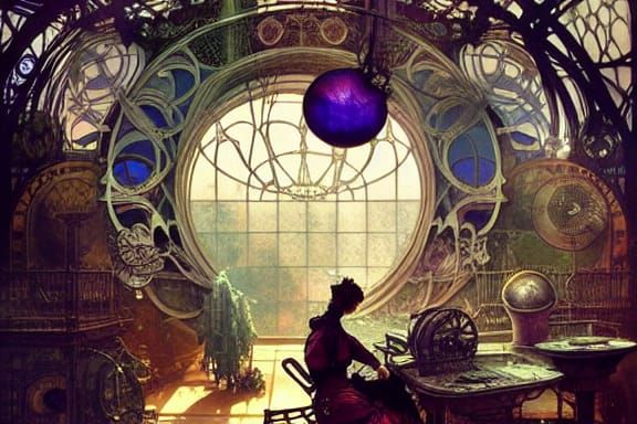 Steampunk Workshop Inside Magical Glass Sphere