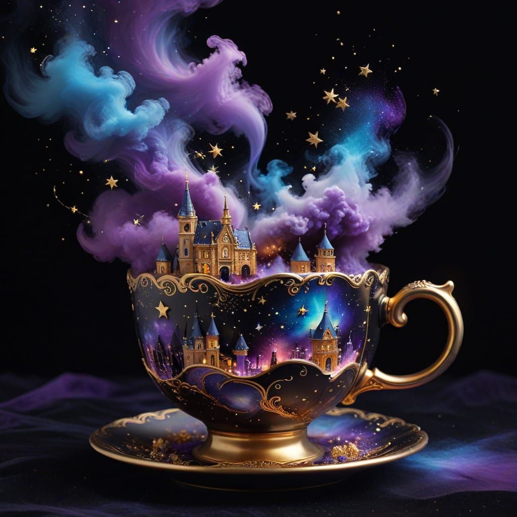Ethereal Metropolis in Celestial Tea Cup