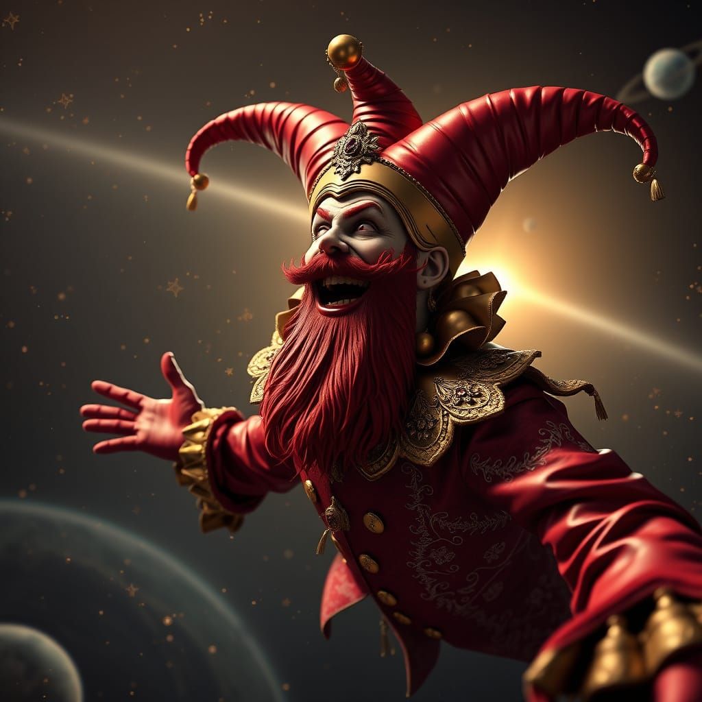 Glossy Jester in Baroque Space Attire