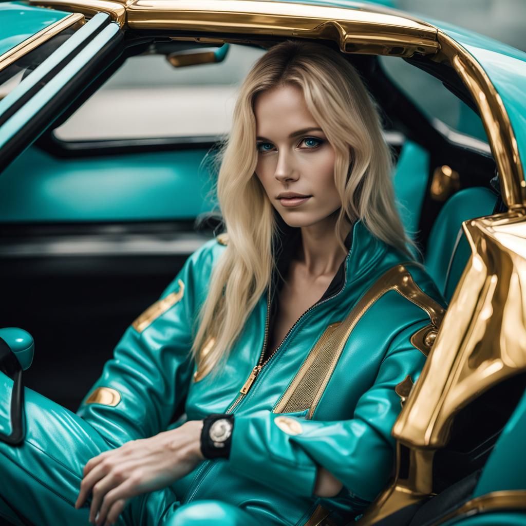 overhead shot of Ford GT40 cyberpunk version
Pretty blonde g...