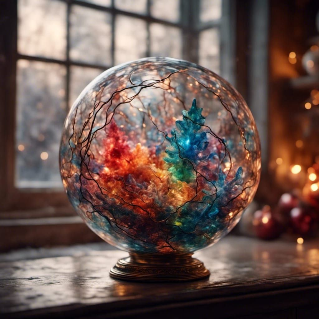 Chihuly-esque Glass Sculpture with Christmas Lights