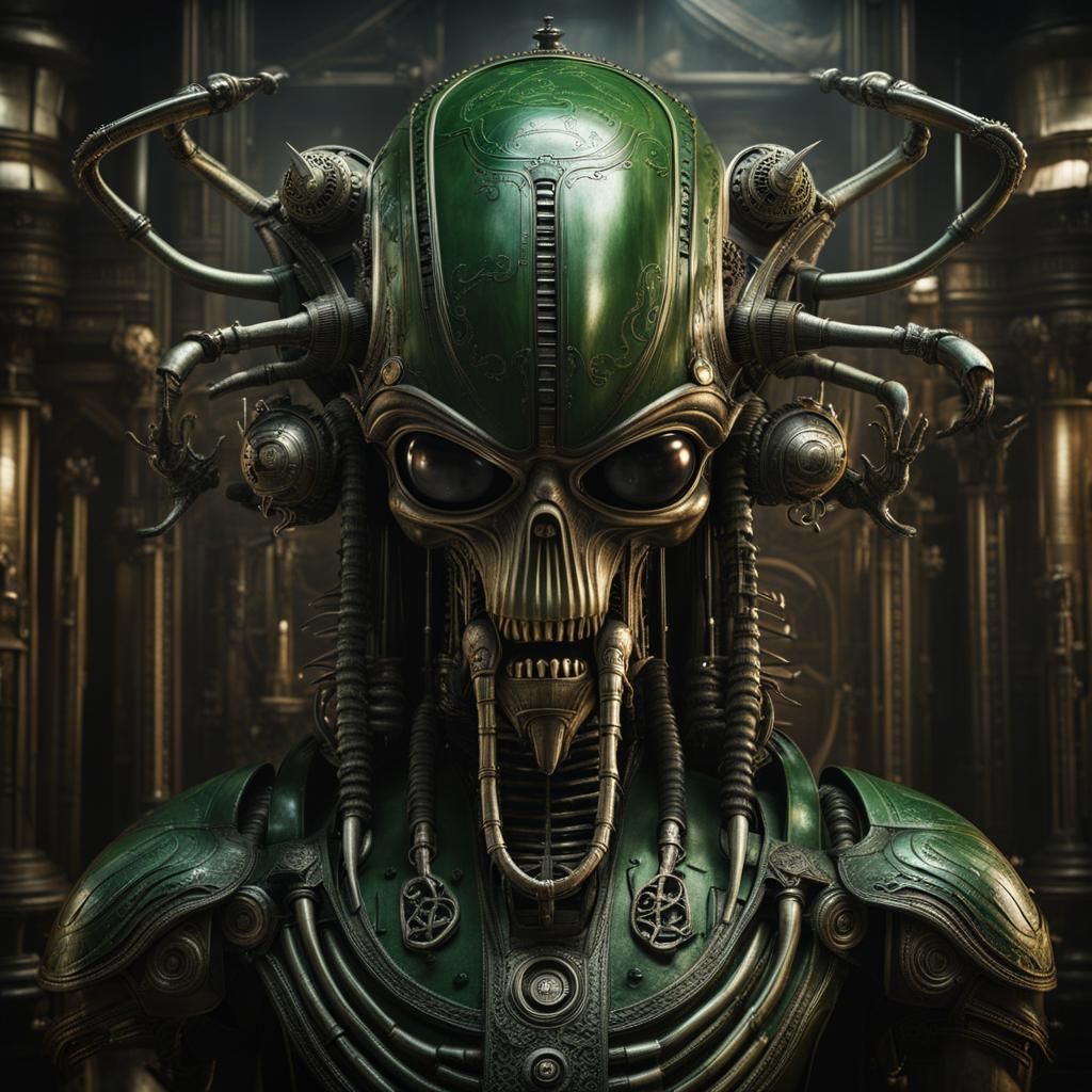 Steampunk Animatronic in Giger Style: Digital Masterpiece