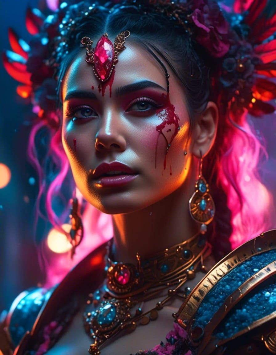 Dark Fantasy Female Warrior Portrait in 8k