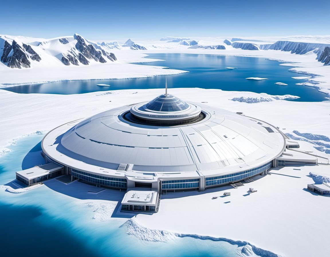 Futuristic Antarctic Military Spaceport: Sci-Fi Concept Art