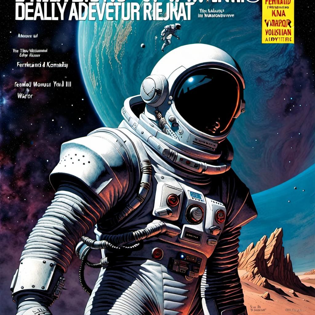 Futuristic Space Warrior on Magazine Cover Art