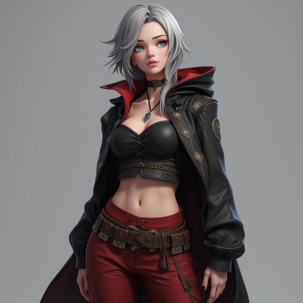 Ethereal Warrior in Dark Red and Black