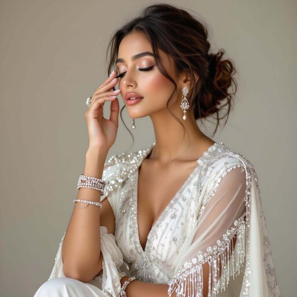 Elegant Indian Woman in High-Fashion Editorial Portrait
