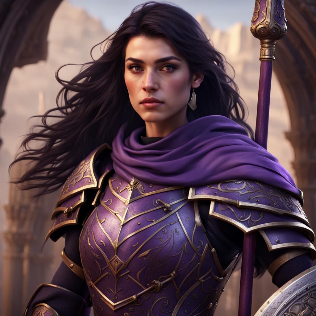 Female Paladin in Persian Armor, Digital Matte Painting