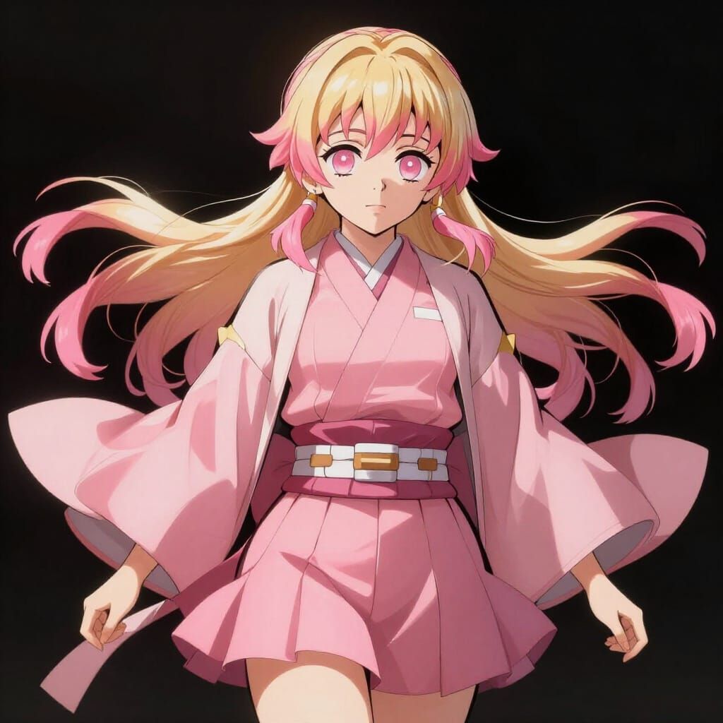 Anime Demon Slayer Girl with Pink Haori