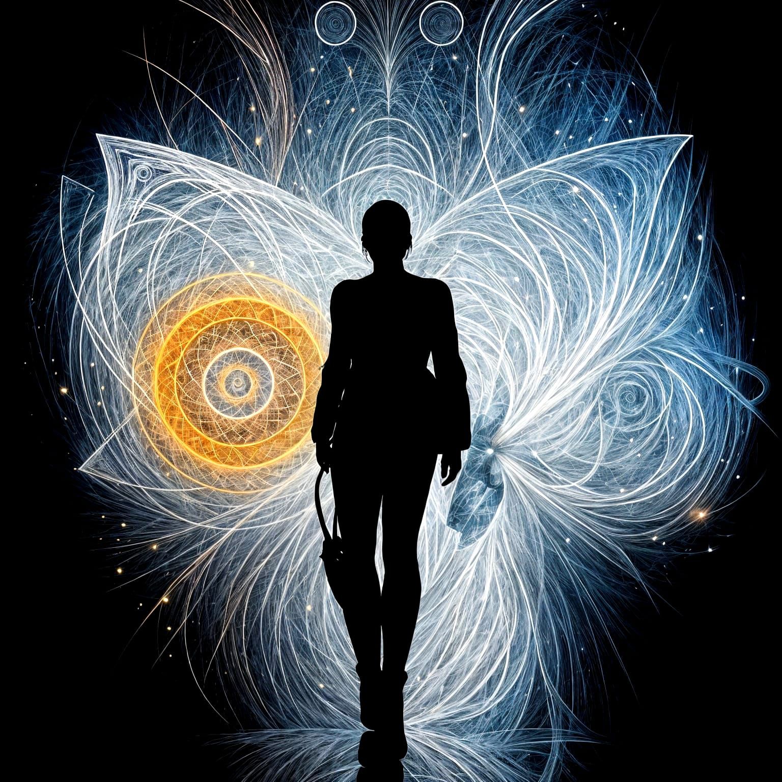 Geometric Abstract: Spirals, Ellipses, and Triangles