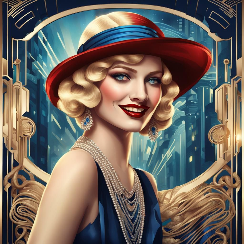 Art Deco Flapper Illustration in 1920s Style