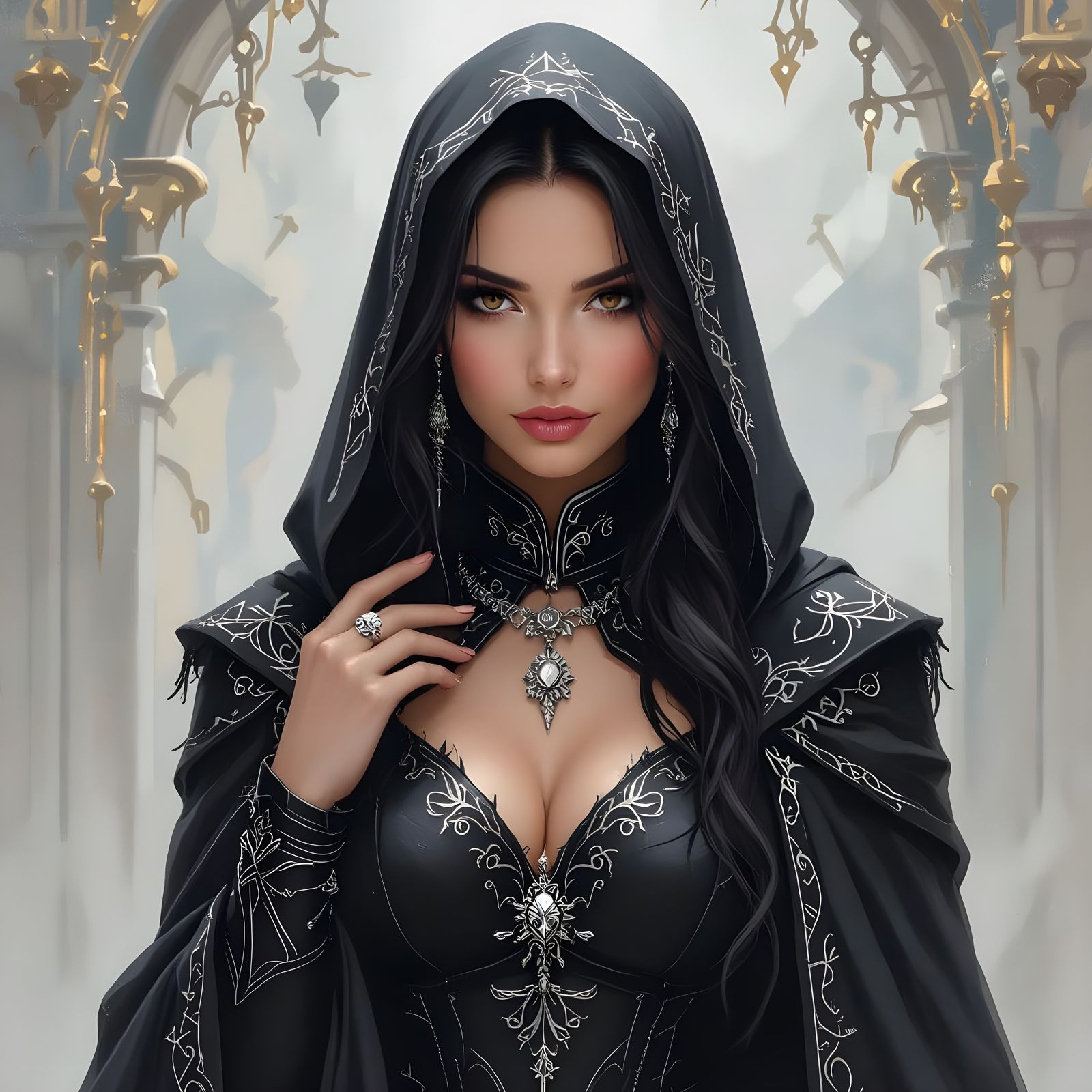 Mysterious Woman with Raven, Inspired by Digital Artists