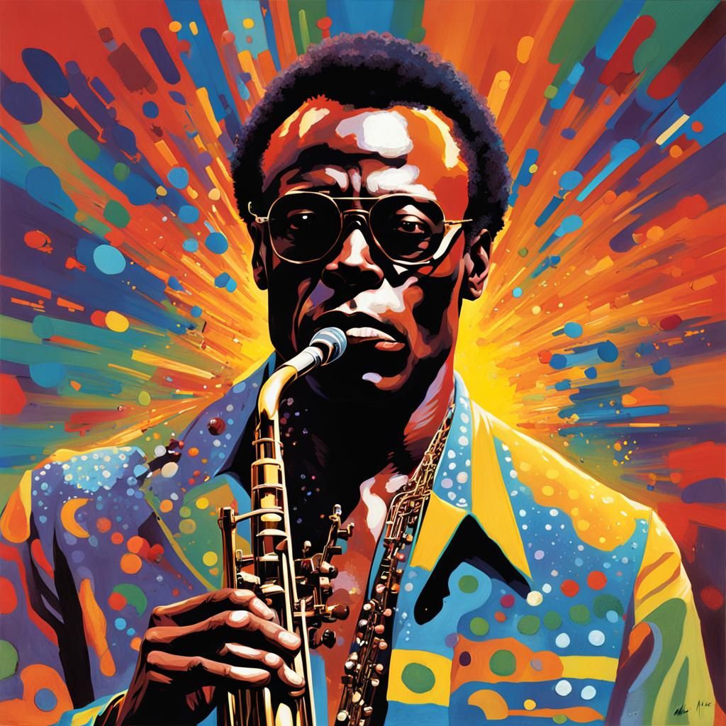 Miles Davis Album Cover: Hyperrealistic Splash Art