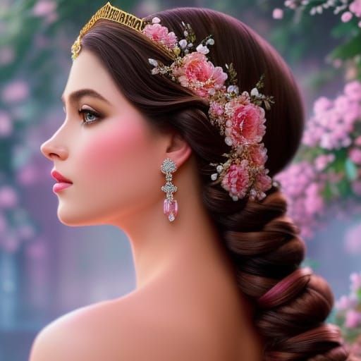 Fairytale Princess Portrait in Art Nouveau Style