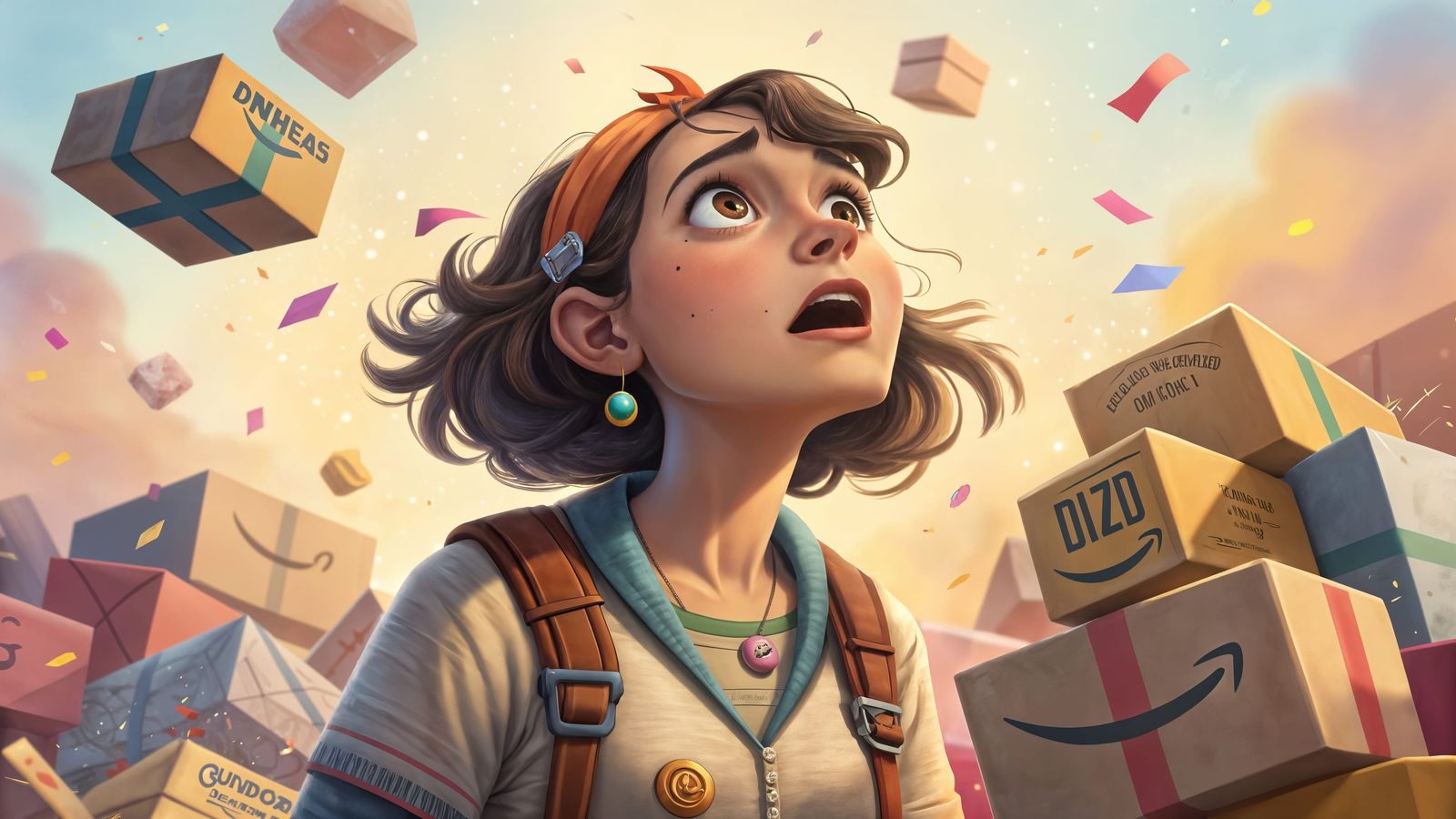 Pixar-Inspired Portrait of a Young Woman in Amazon Chaos