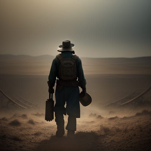 Worn Laborer's Shoes in Dramatic Cinematic Lighting