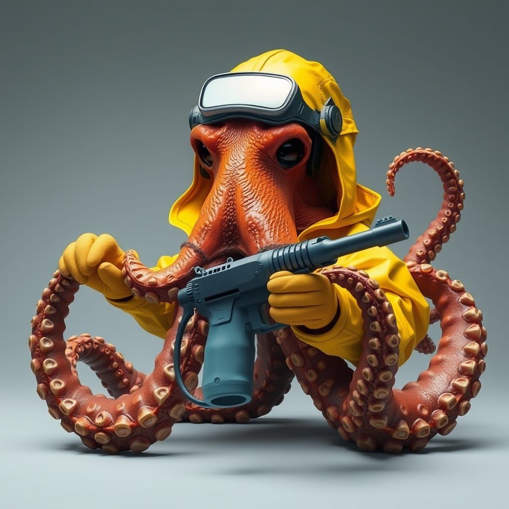 Octopus Window Washer in Waterproof Suit
