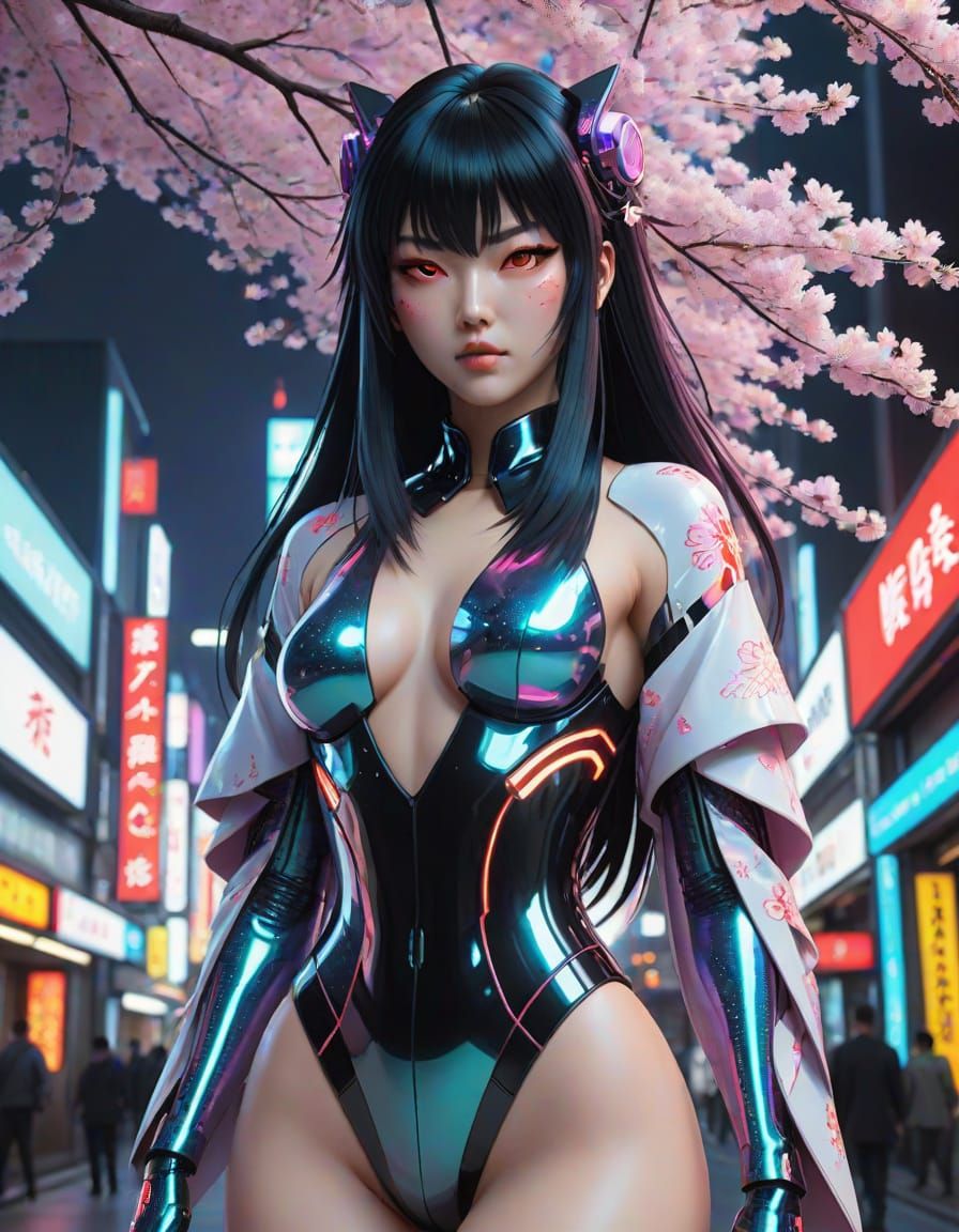 Surreal Cyberpunk Goddess Unveils Tokyo's Neon Underbelly