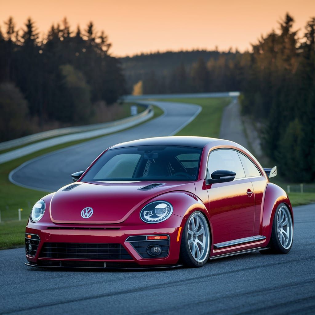 Racing Volkswagen Beetle in a Thrilling Afternoon Scene