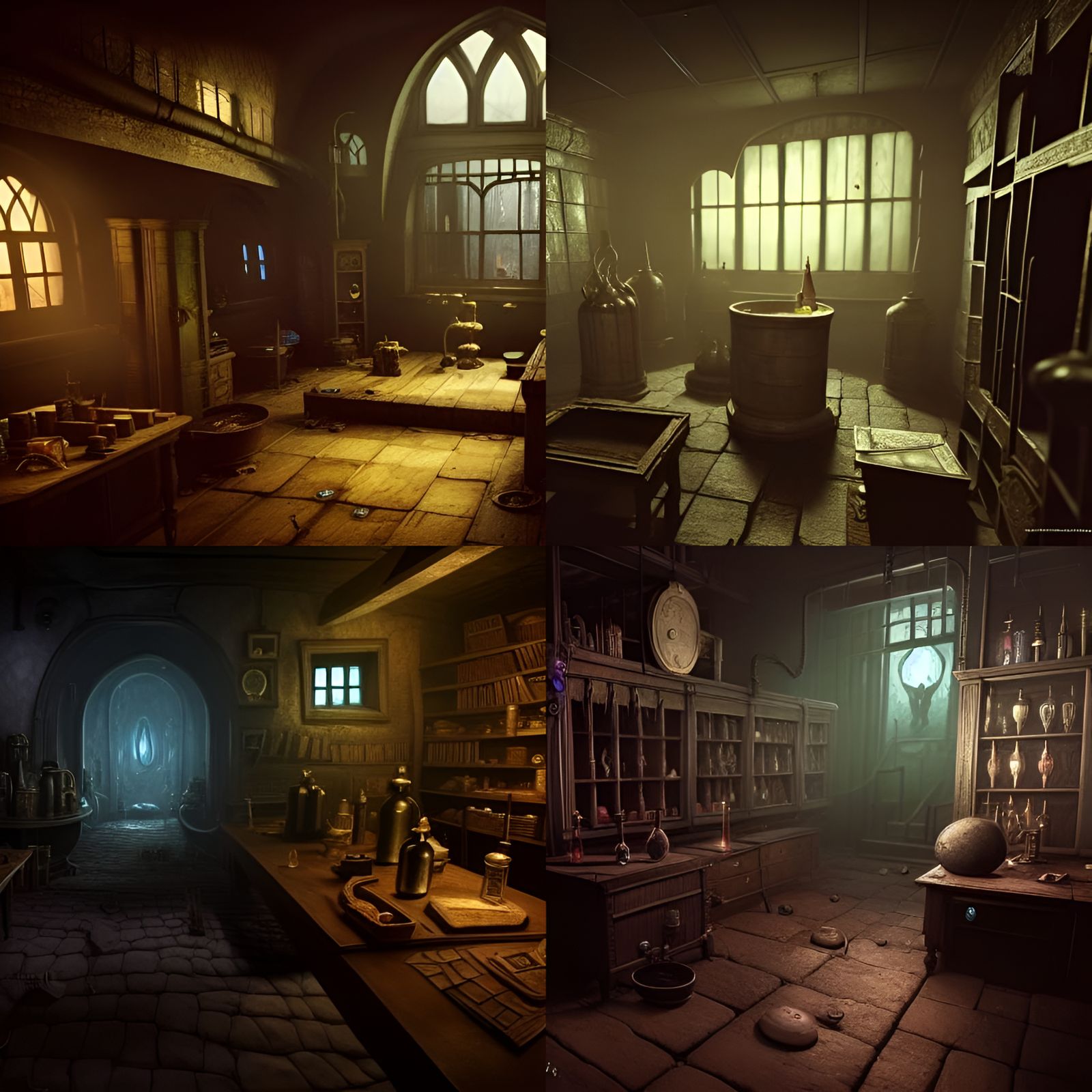 Eldritch Alchemist's Laboratory: A Detailed Matte Painting