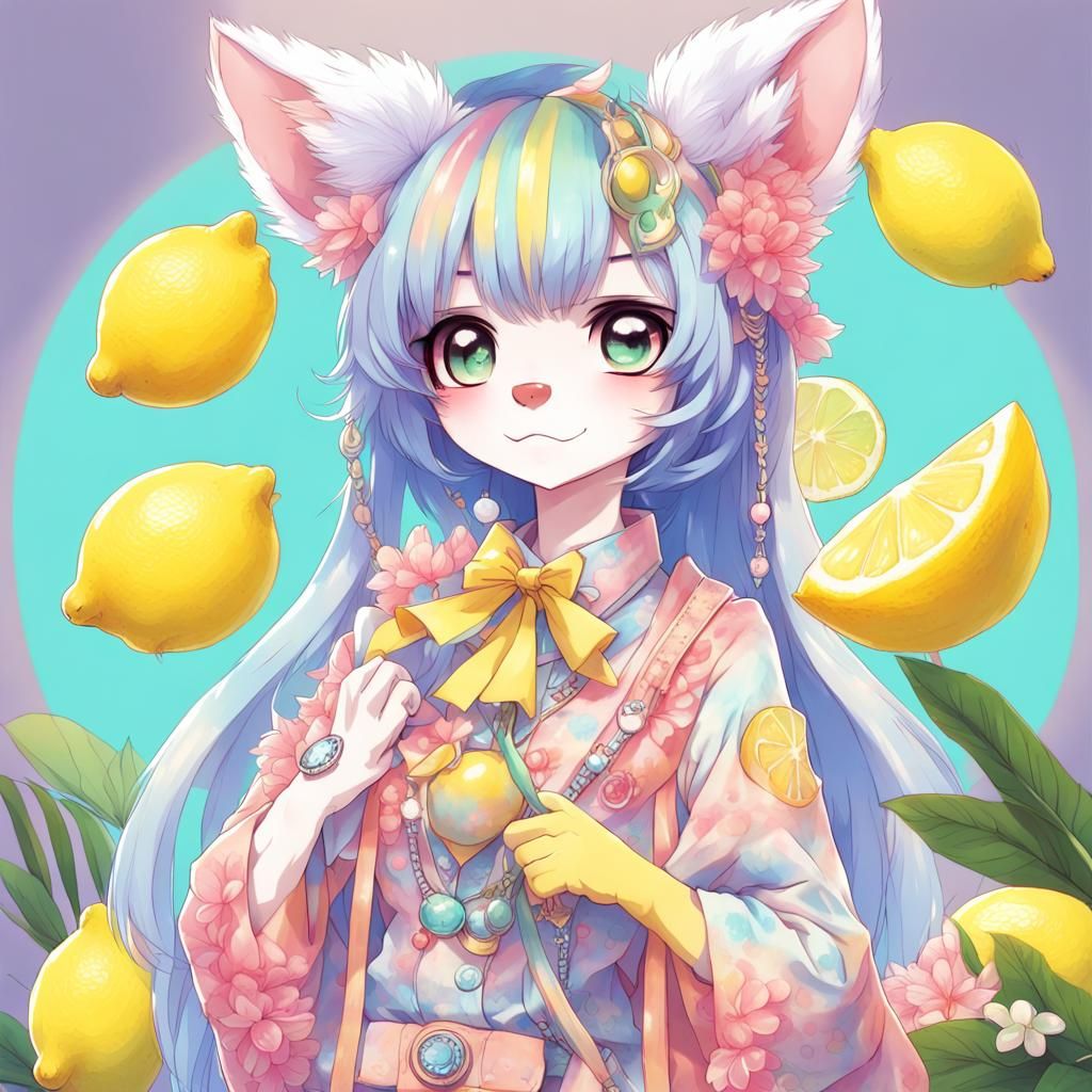 Colorful Decora Fursona in Anime Style