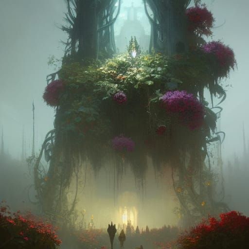 Monster Flowers in Dark Fantasy Style