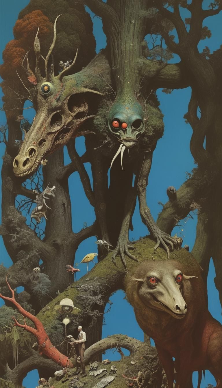 Magic Forest Rider: A Surreal Collage