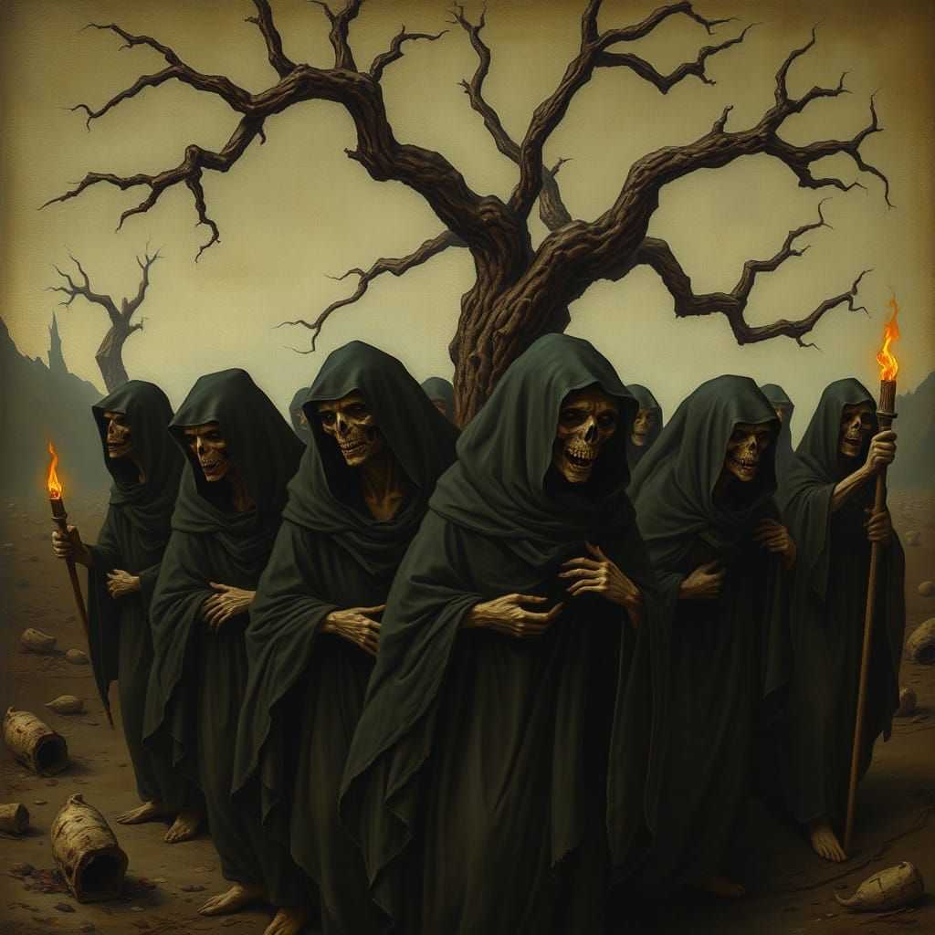 Spectral Procession in a Nightmarish Landscape, Inspired by....