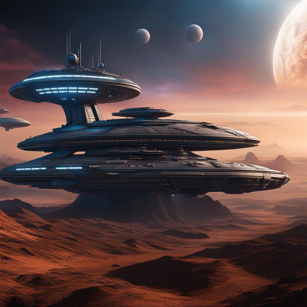 Detailed Sci-Fi Spaceship Matte Painting