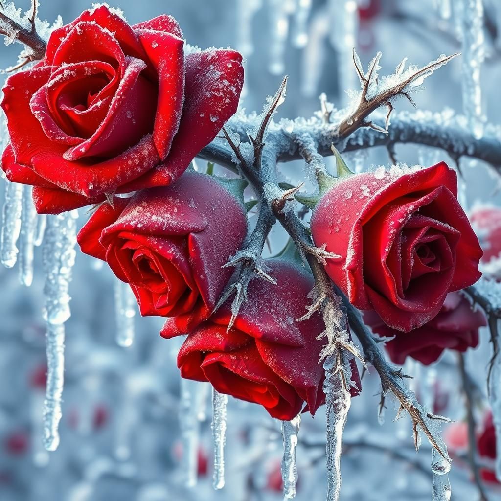 Frozen Roses in a Winter Wonderland