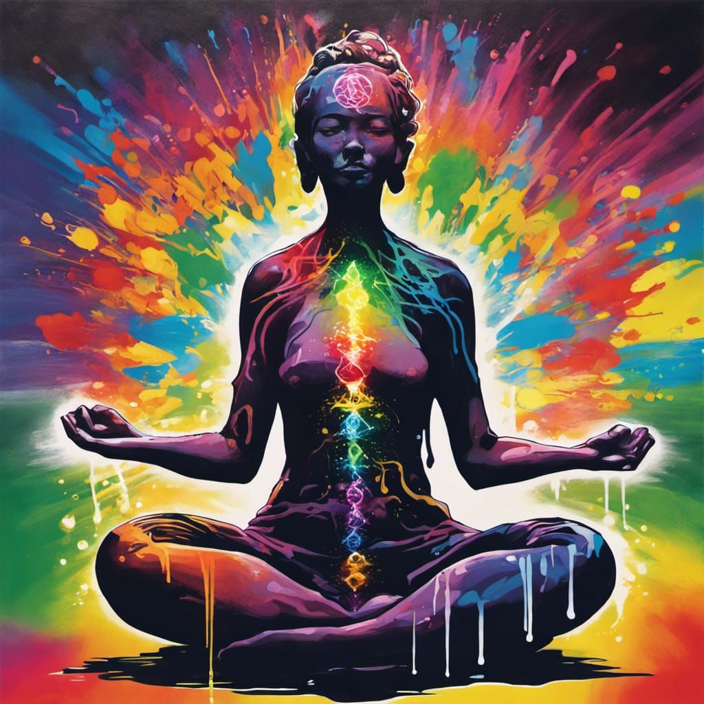 Astral Body Meditation in Graffiti Art Style