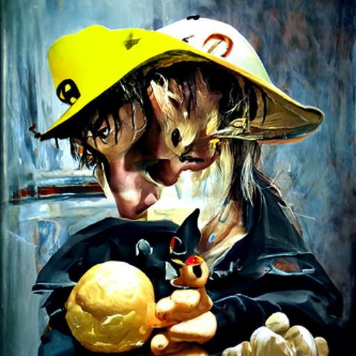 Ash Ketchum and Pikachu as Oil Painting