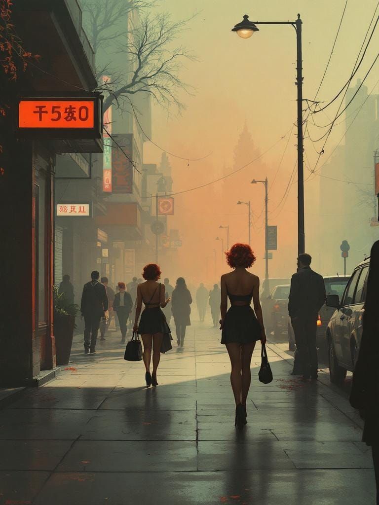 Pin-Up in Atmospheric Digital Painting Style