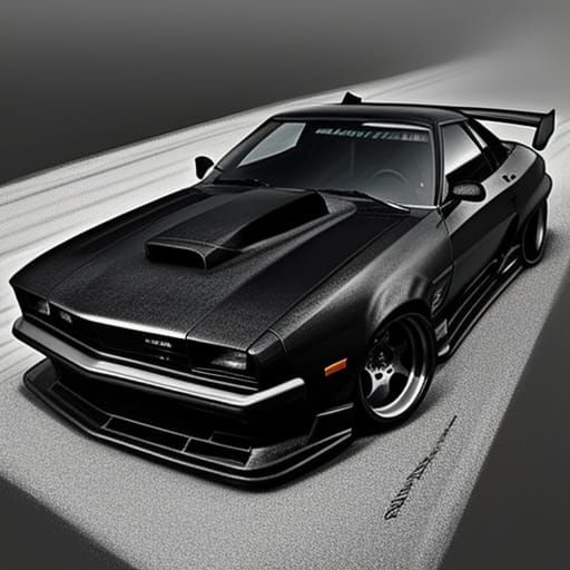 Hyperdetailed Charcoal Drawing of a Widebody V12 Drift Car