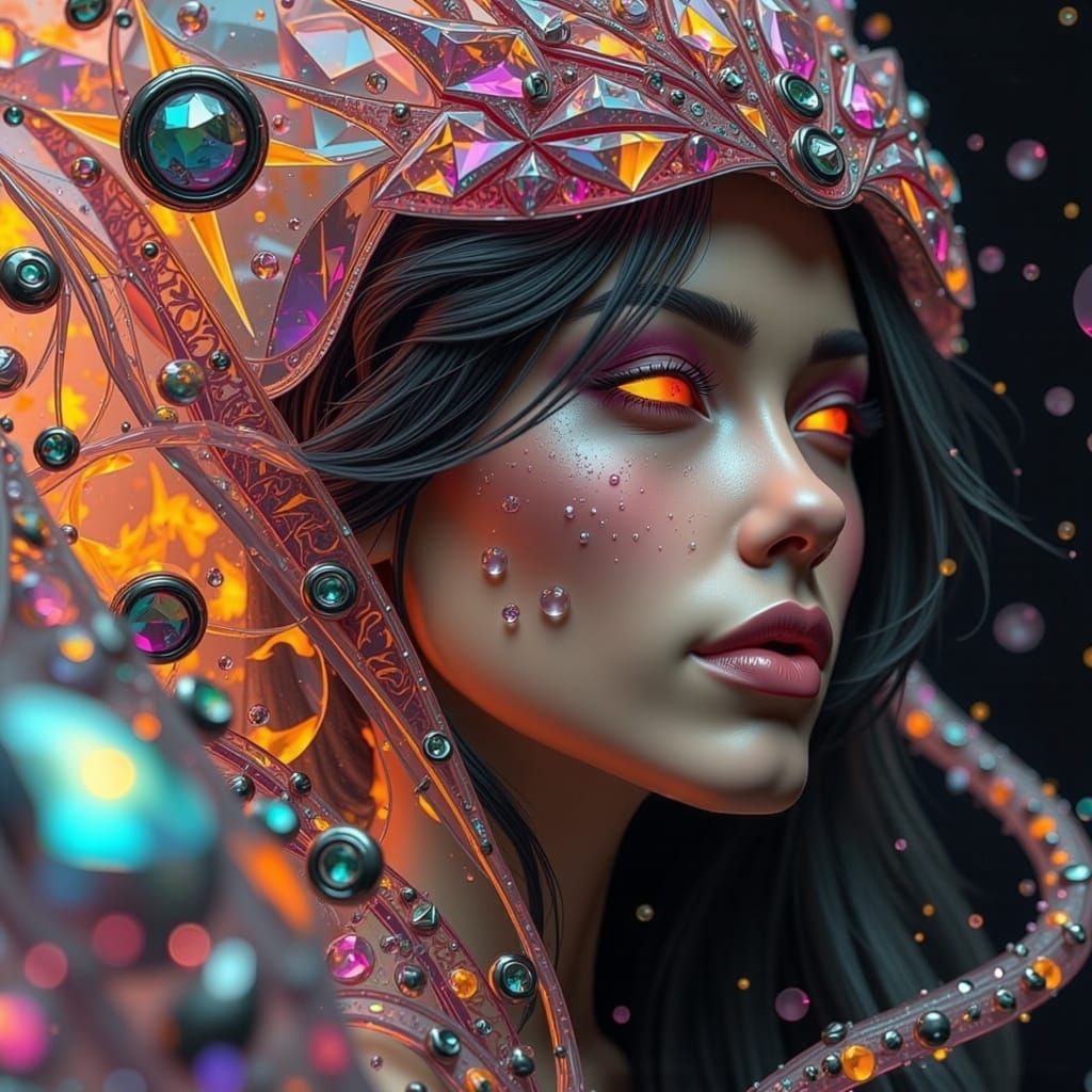 Iridescent Fae Goddess with Gemstone Hair