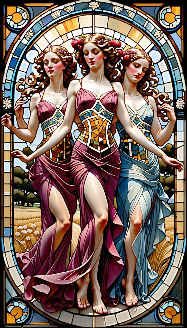 The Three Graces in Stained Glass