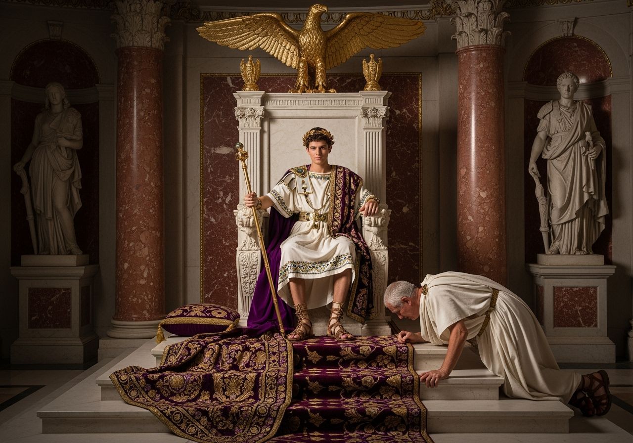 Emperor Nero on His Throne in Opulent Throne Room