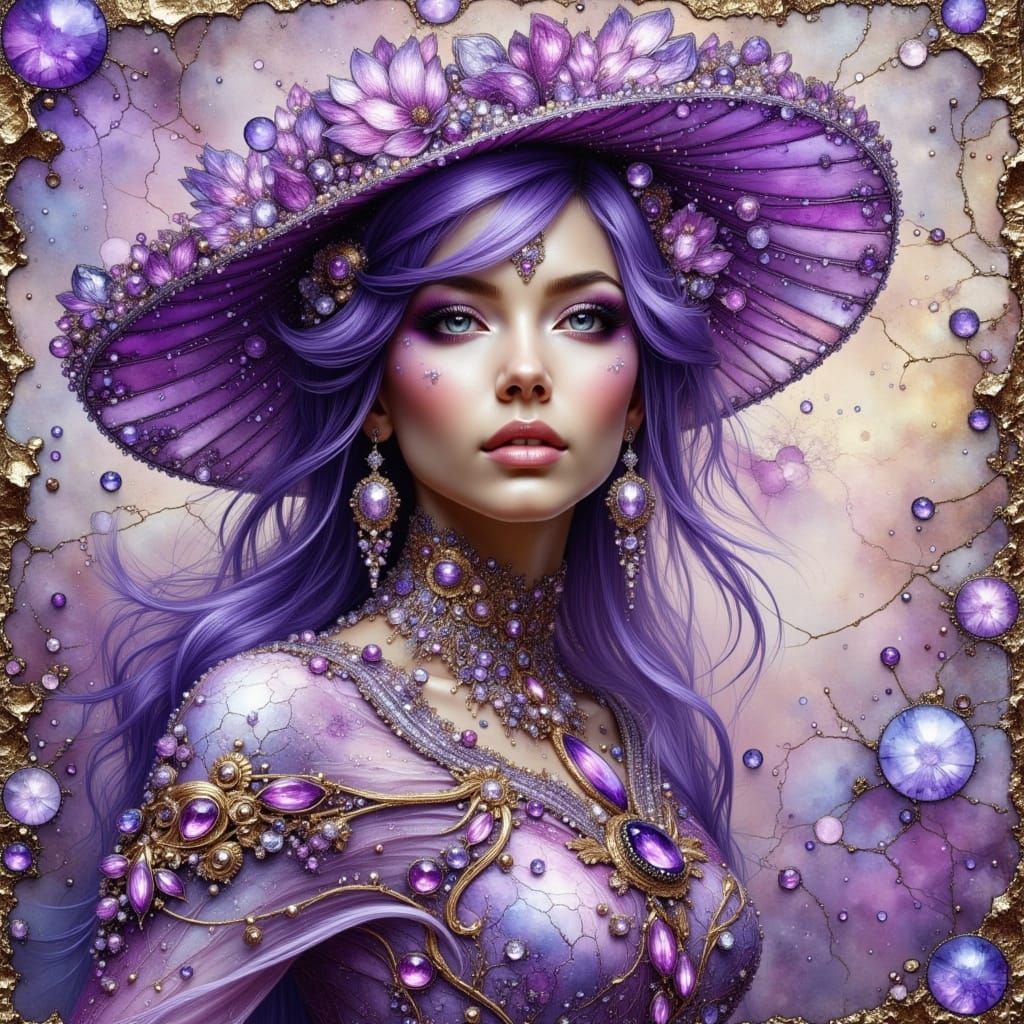 Enchanting Lady in Lilac Regalia
