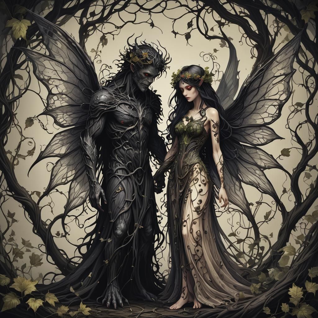 Dark Monster and Fairy Embrace
