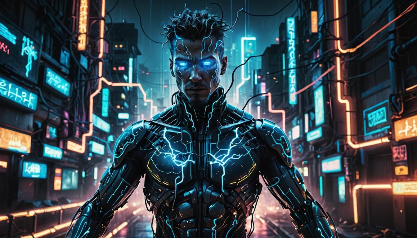 Cyberpunk Electricity Pulses Through Nerves